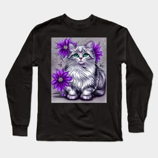 Cute Gothic Kitten Long Sleeve T-Shirt